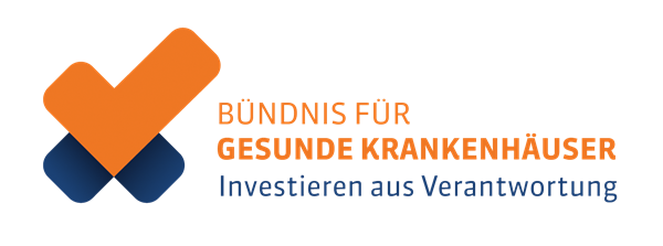 Logo der Kampagne 'Bündnis für gesunde Krankenhäuser - Investieren aus Verantwortung' Logo der Kampagne 'Bündnis für gesunde Krankenhäuser - Investieren aus Verantwortung'