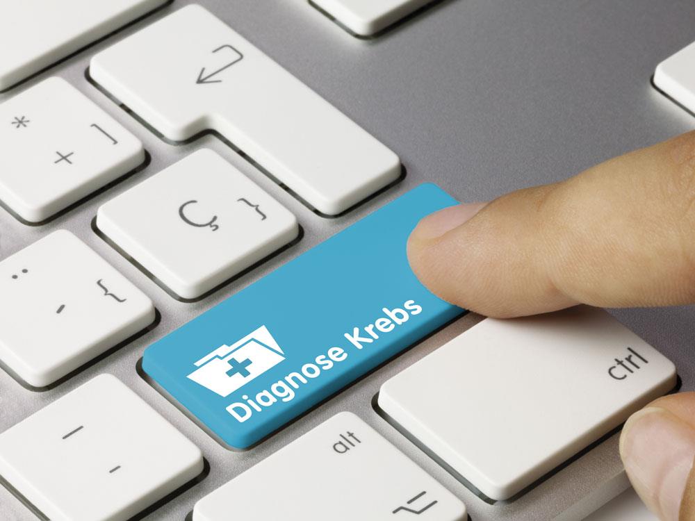 Tastatur mit Beschriftung Diagnose Krebs
