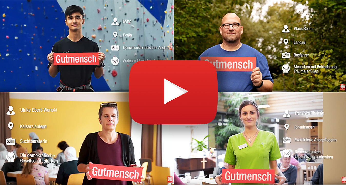 Videos zur Caritas-Kampagne 2020 Vorschaubilder zu den Videoclips der Plakatprotagonisten der Caritas-Jahreskampagne 2020