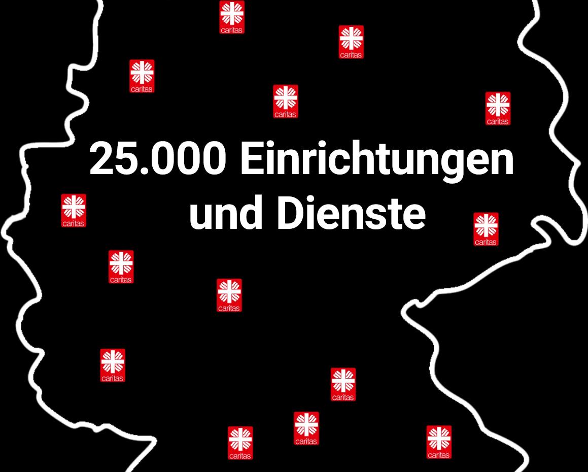 Deutschlandkarte mit Caritas-Logos
