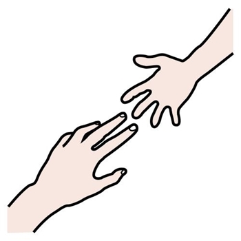 Leichte Sprache: Helfen Zwei Hände greifen nach einander