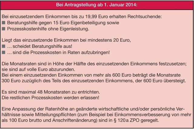 Regelungen Prozesskostenhilfe