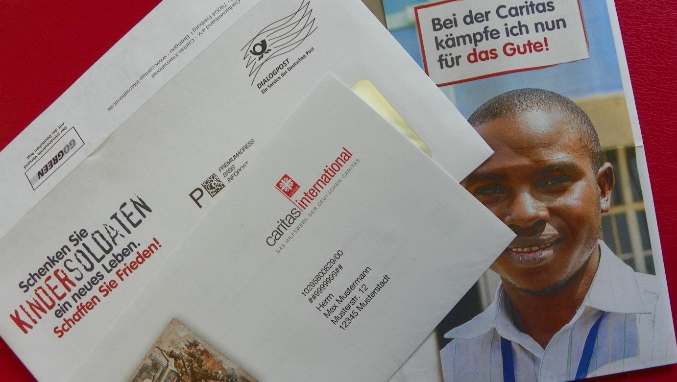 Spendenaufforderungsschreiben von Caritas international.