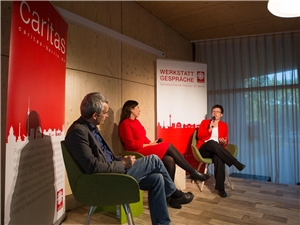 Werkstattgespräch mit Sandra Scheeres Das Podium beim Werkstattgespräch mit Sandra Scheeres