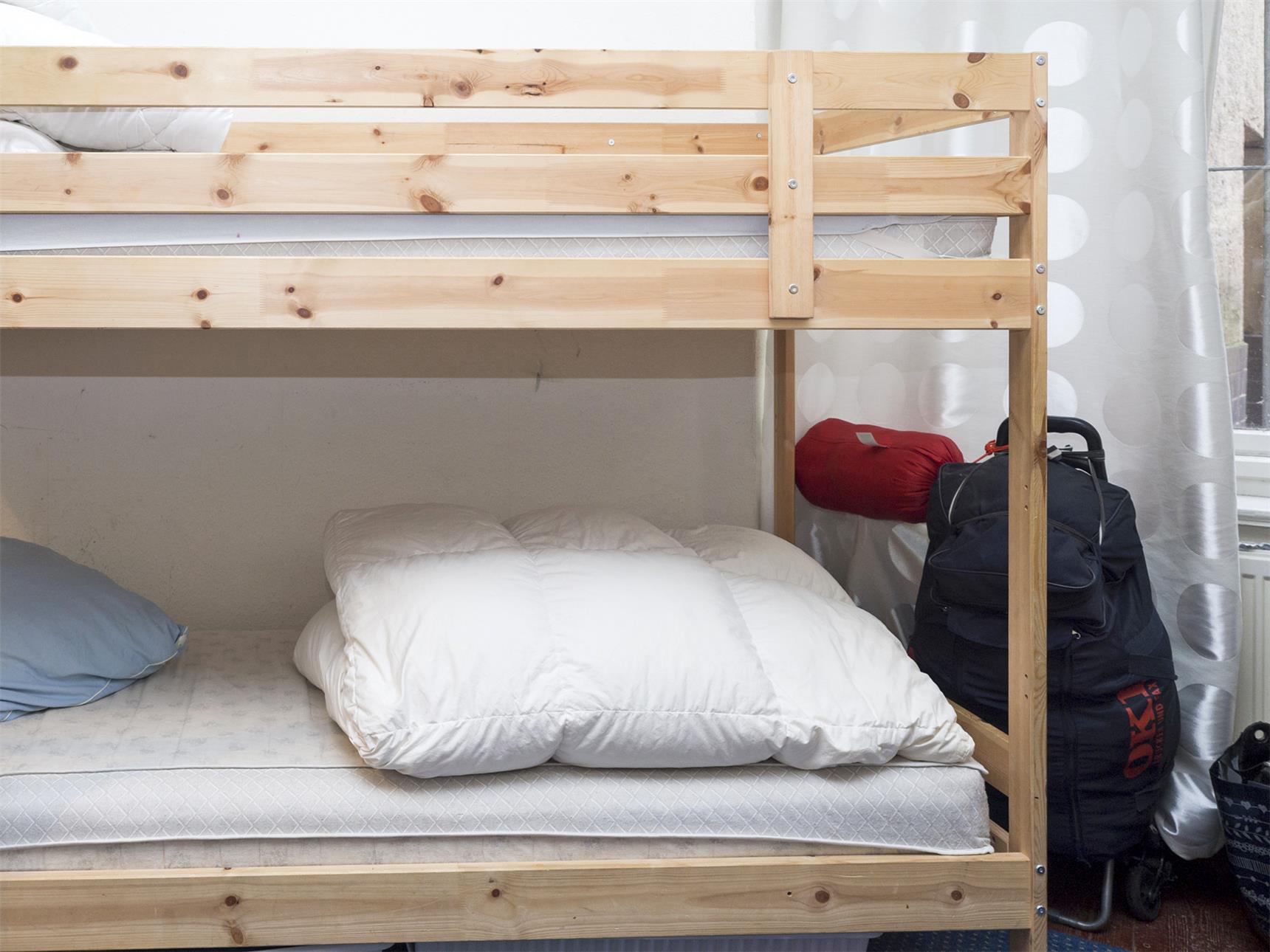 Ein Hochbett in den Räumen von Evas Haltestelle