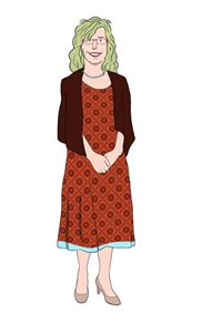 Die Einmischerin Illustration einer Frau im Kleid