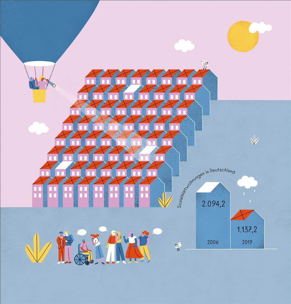 Illustration Knappheit Sozialwohnungen