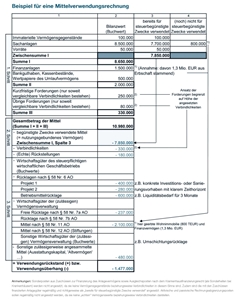 Beispiel für eine Mittelverwendungsrechnung Beispiel für eine Mittelverwendungsrechnung