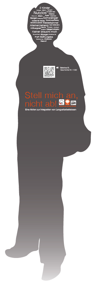 Pappaufsteller Sabrina O. zu der IDA-Aktion Stell mich an, nicht ab!