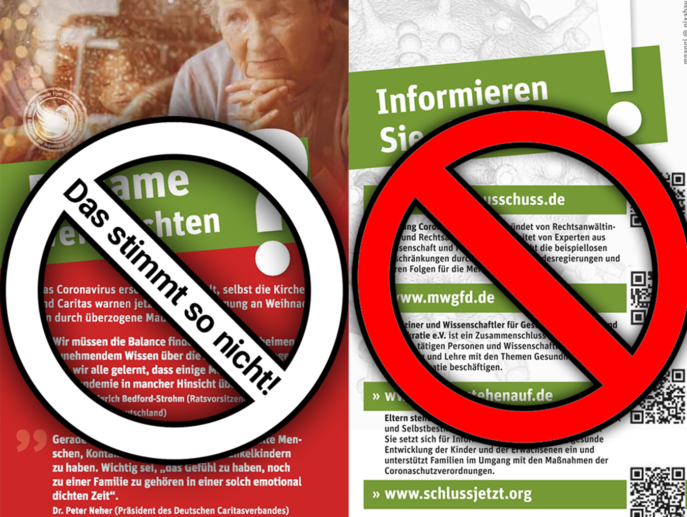 Abbildung eines Flyers mit Warnsymbolen darauf.