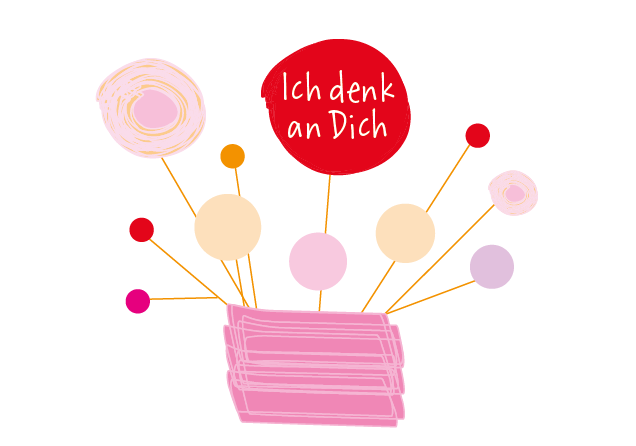 Illustration eines Blumenstrauses mit den Worrten 