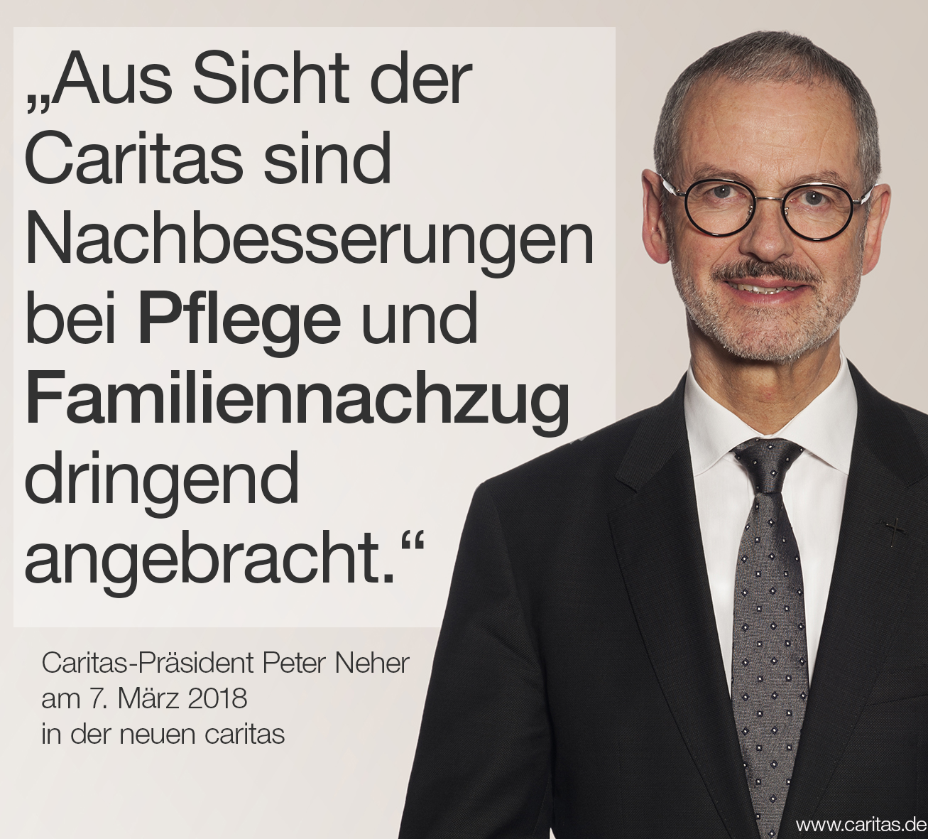 Caritas-Präsident Peter Neher äußert sich zur GroKo