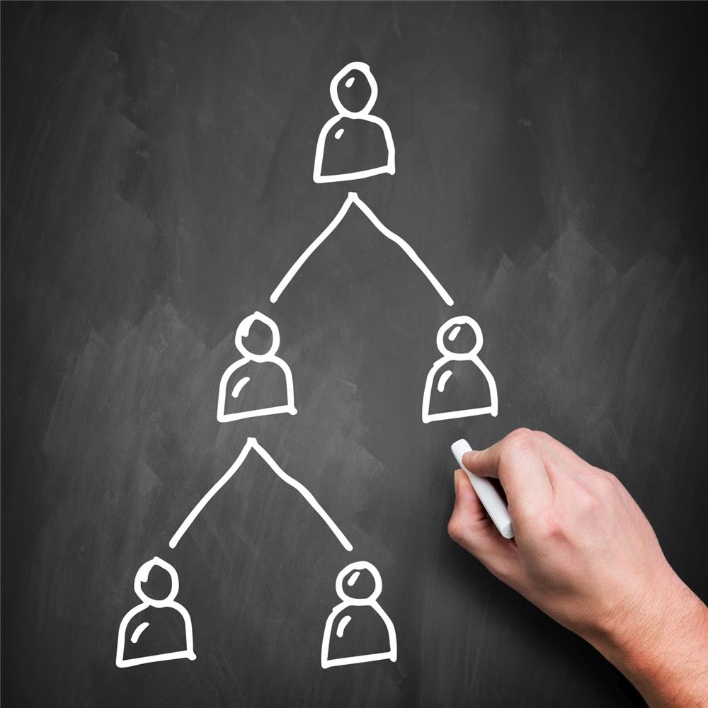 gezeichnete Aufbauorganisation auf einer Schiefertafel