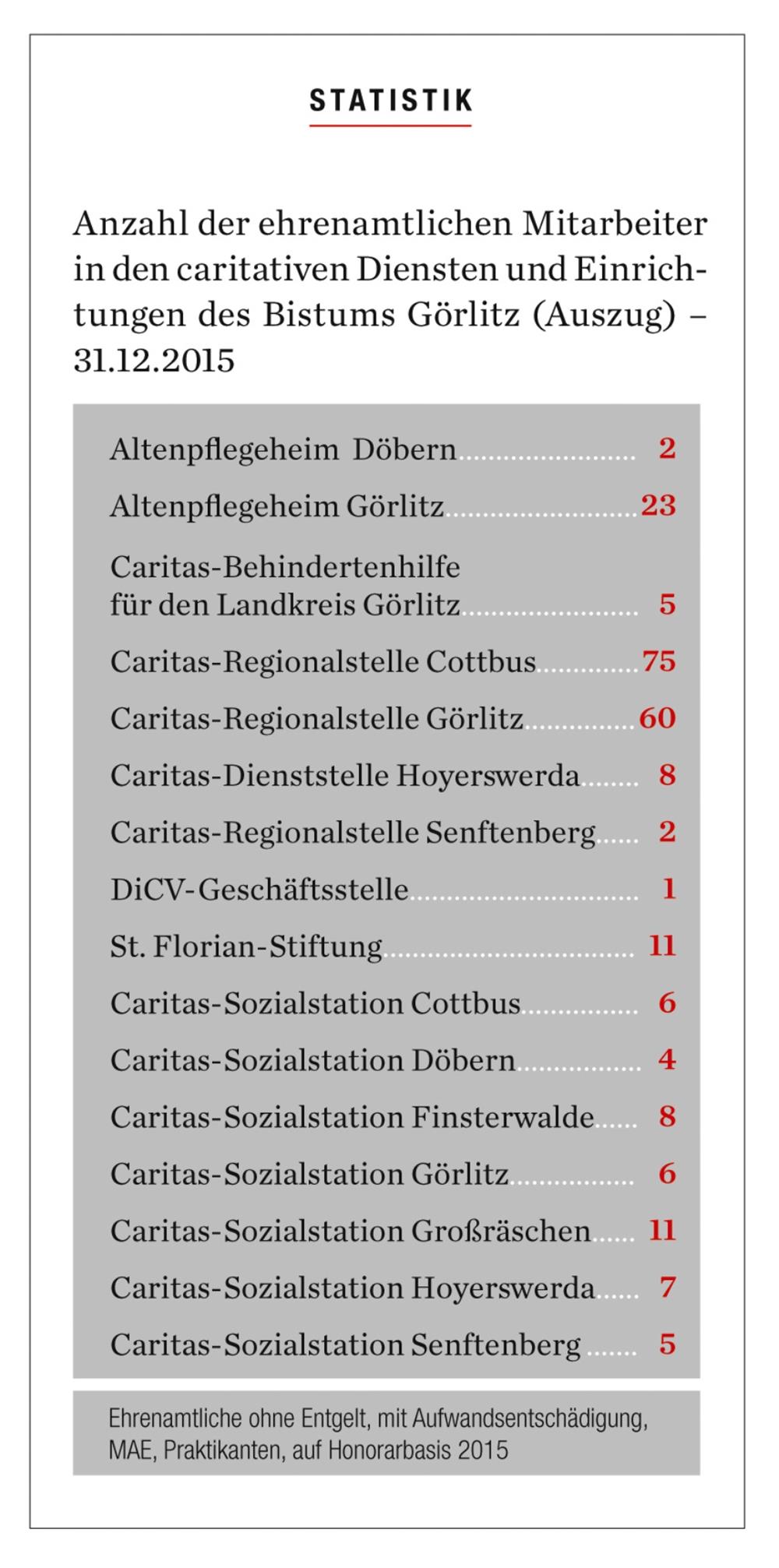 Statistik Ehrenamt beim DiCV Görlitz
