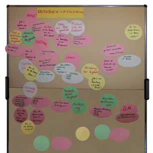 Pinnwand mit Bewertungskriterien
